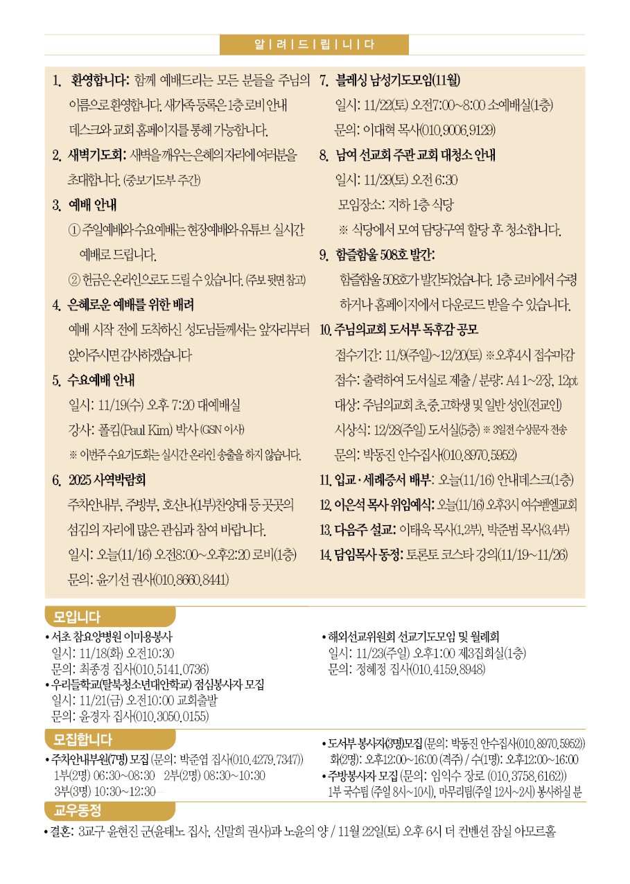 2025년 11월 16일 주보